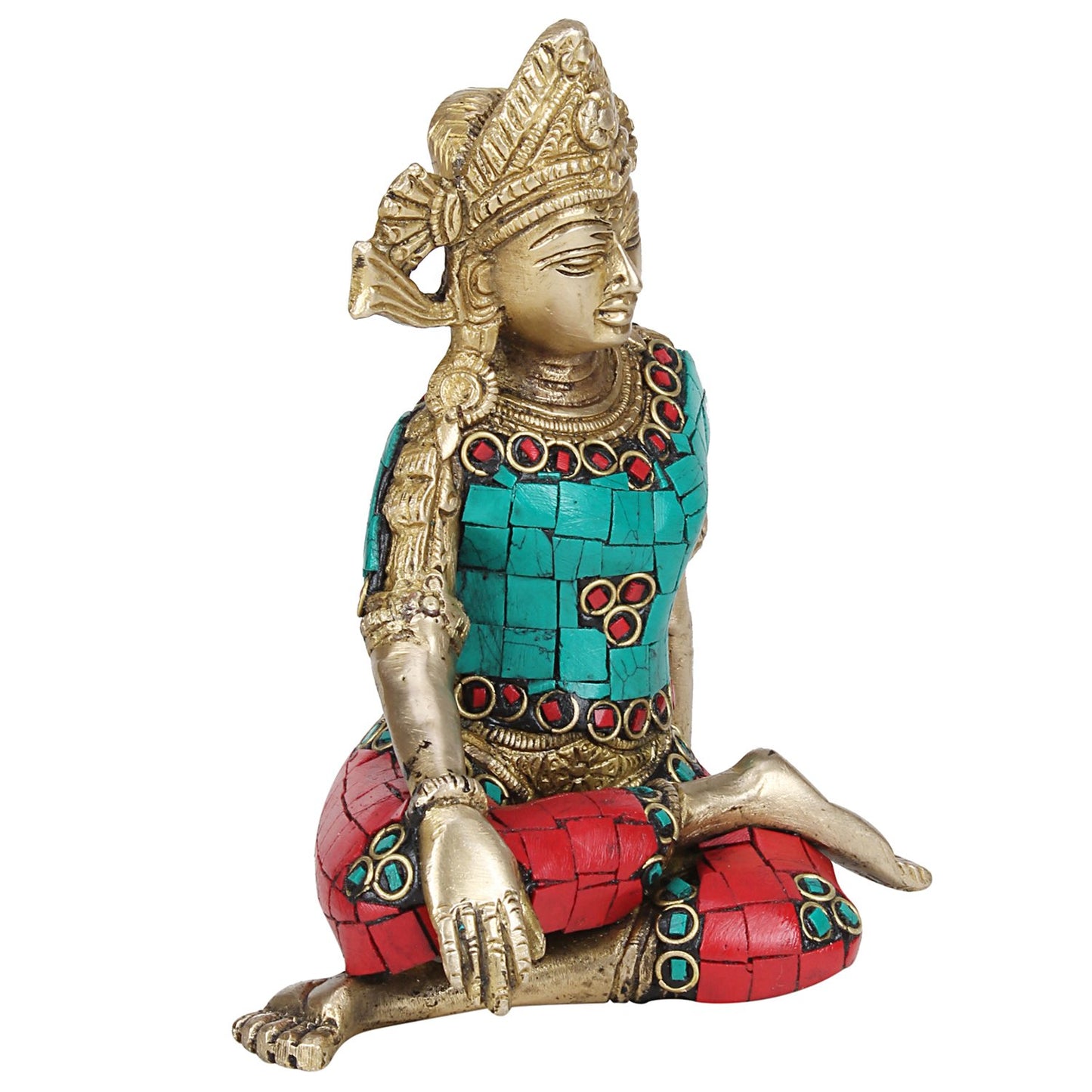 Brass Lord Indra Dev Statue Inder Dev Vastu Idol Figurine Handicraft Religious Showpiece 6 Inch Multicolor