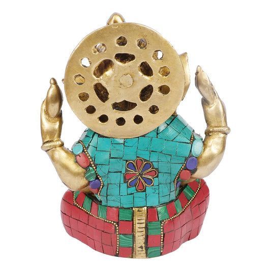 Brass Ganesha Idol for Home Decoration Ganpati Murti Statue for Gift Height 7 Inch Weight 2.2 Kg Color Multicolor