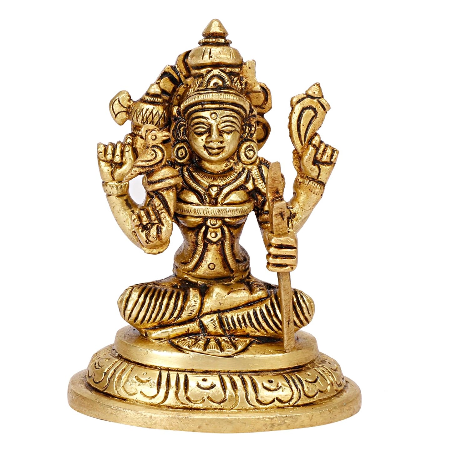 Brass Kamakshi Amman Idol Kamatchi Statue Kanchi Kamakshi Murti Kamatchi Kamakshi Gold Color Height 10 cm 1 Piece