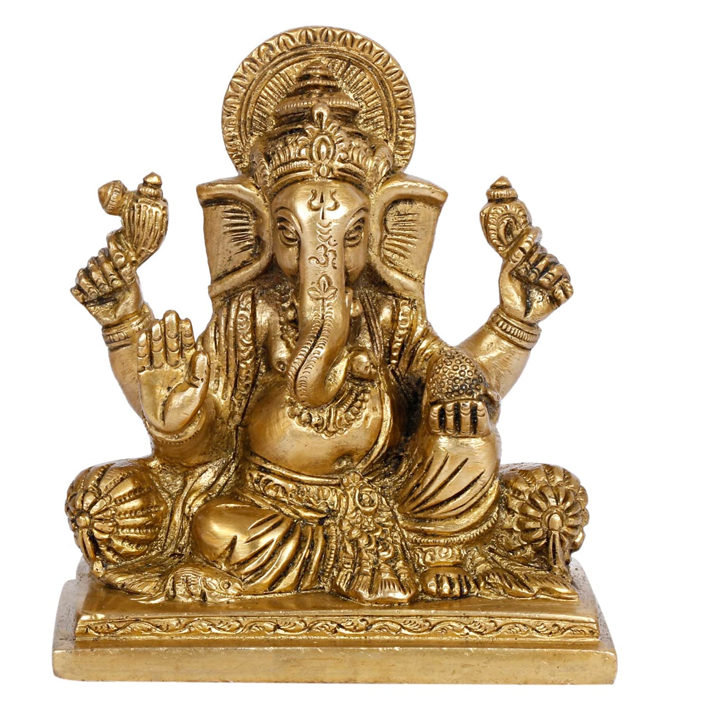 Brass Ganesh Bhagwan Idol Ganesha Statue Ganpati Puja Murti for Home Entrance Decor Diwali Gift 5 Inch