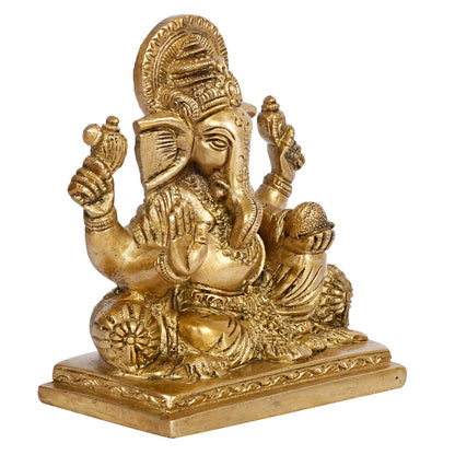 Brass Ganesh Bhagwan Idol Ganesha Statue Ganpati Puja Murti for Home Entrance Decor Diwali Gift 5 Inch