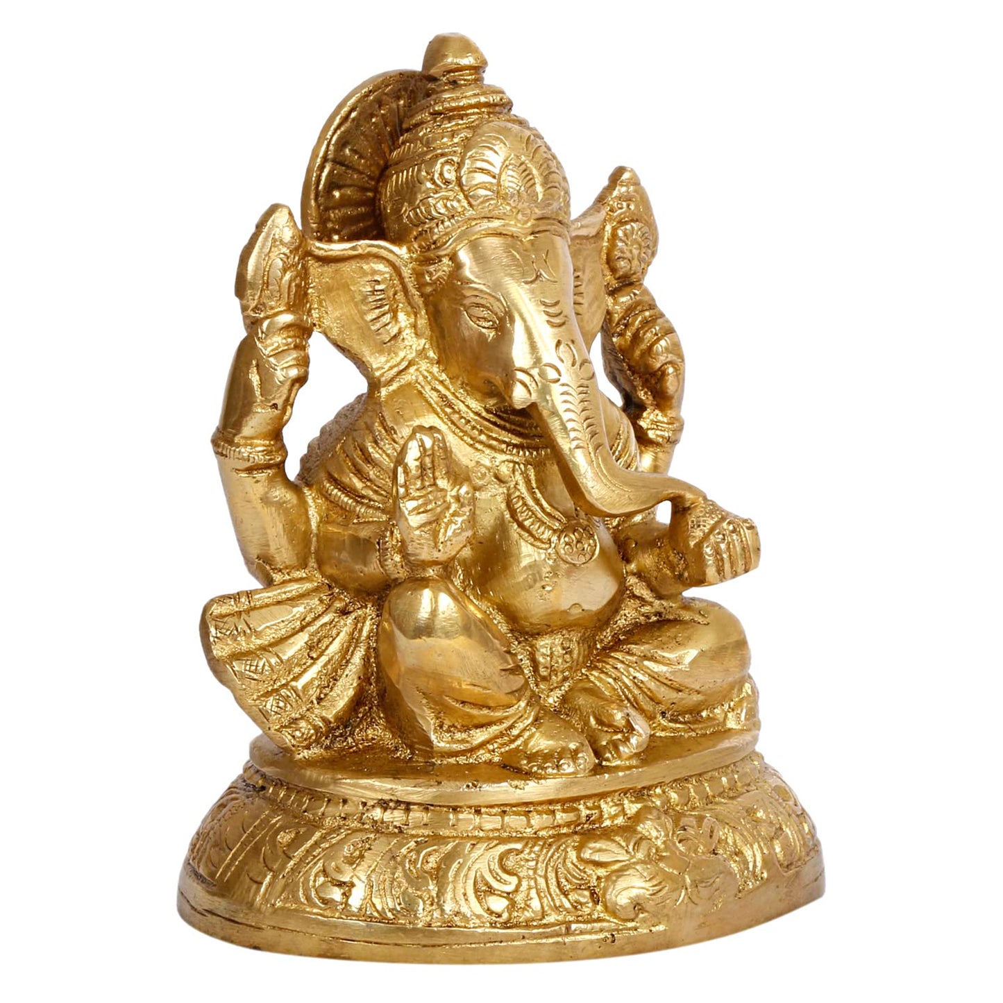 Brass Ganesh Ganesha Idol Good Luck God Statue Religious Pooja Temple Decorative Sculptures Height 5 Inch