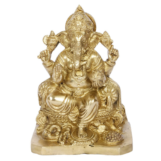 Brass Ganesh Bhagwan Idol Ganesha Statue Ganpati Murti for Home Entrance Decor Diwali Gift Ganesha with Large Ear Hei...