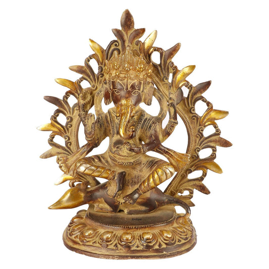 Brass Ganesha Idol for Home Decoration Ganpati Statue Murti for Gift Height 11.5 Inch Weight 4.8 Kg Color Antique Brown