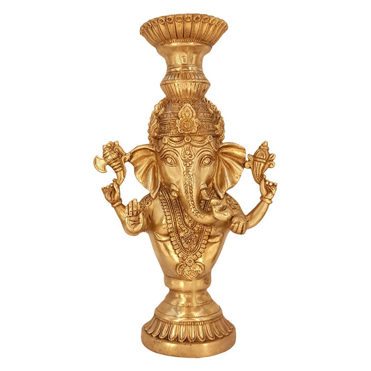 Brass Ganesha Idol for Home Decoration Ganpati Statue Murti for Gift Height 13 Inch Weight 4.1 Kg Color Gold