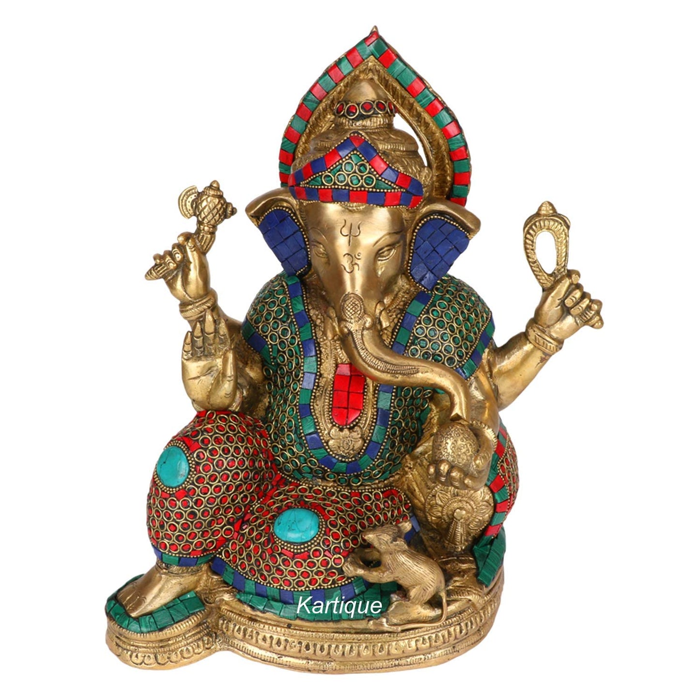 Brass Ganesha Ganesh Idol for Home Decor Ganpati Statue Murti for Gift Height 13 Inch