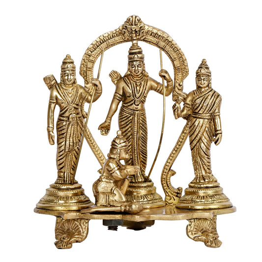 Brass Lord Rama Family Ram Darbar Ram, Sita, Laxman, Hanuman for Home Office Pooja Decor Gift Decor (Height 8 Inches)