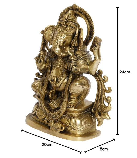 Brass Ganesh Bhagwan Idol Ganesha Statue Ganpati Murti for Home Entrance Decor Diwali Gift Ganesha with Large Ear