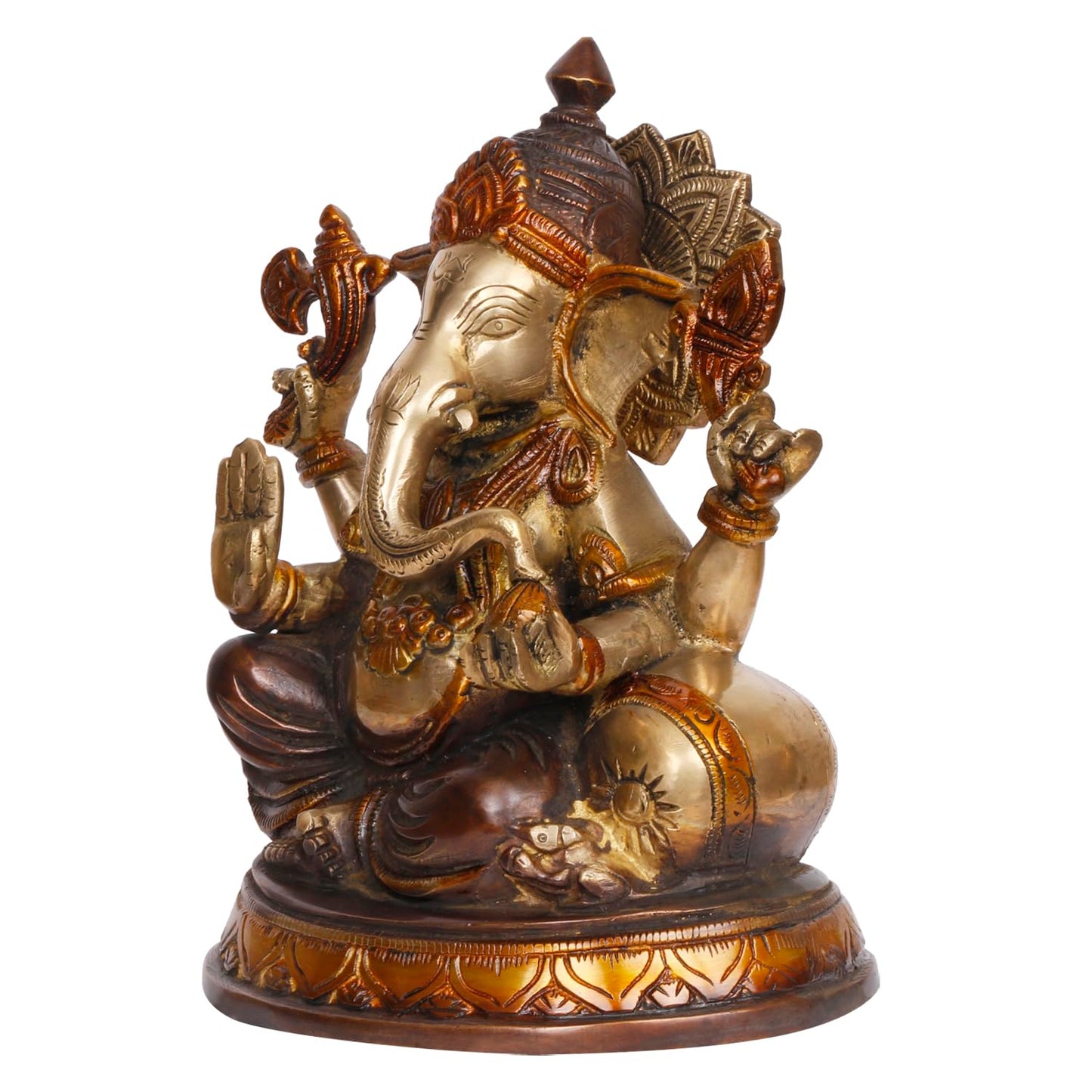 Brass Ganesha Idol for Home Decoration Ganpati Statue Murti for Gift Height 9 Iinch.