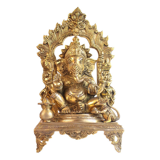 Brass Ganesha Idol for Home Decoration Ganpati Statue Murti for Gift Height 18 Inch Weight 12.1 Kg Color Gold