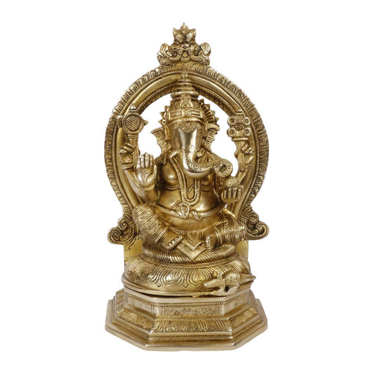 Brass Ganesha Idol for Home Decoration Ganpati Statue Murti for Gift Height 11.5 Inch Weight 4 Kg Color Gold