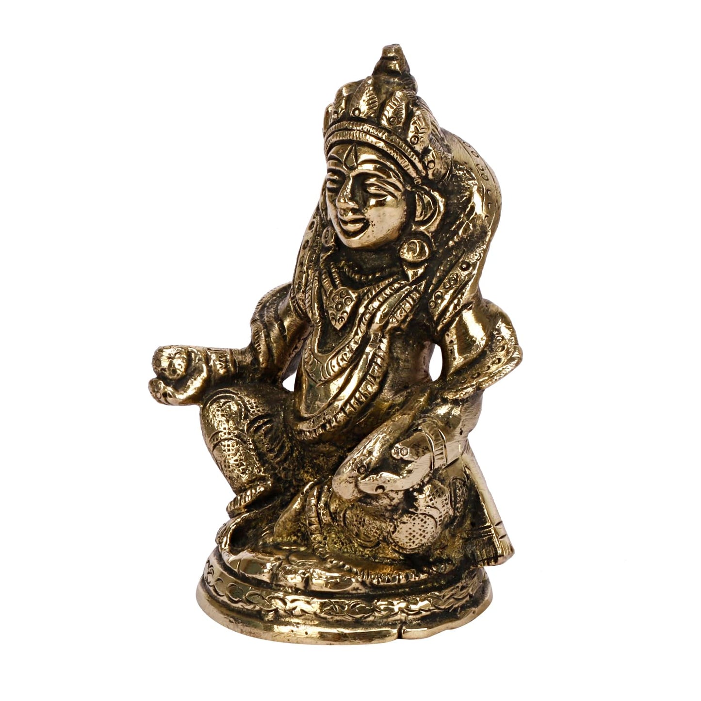 Brass Kuber Sitting Statue Yantra Vastu Remedy Shri Kubera Idol for Good Luck Money Gold Color (8x6x11 cm)