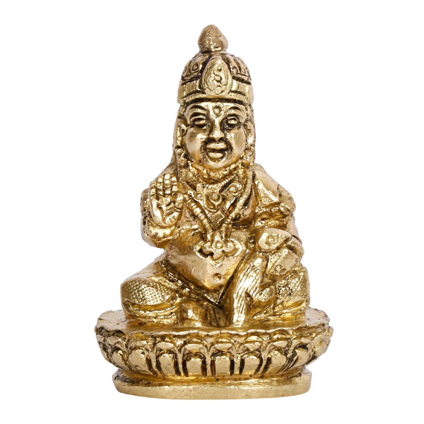 Brass Kuber Sitting Statue Yantra Showpiece Vastu Remedy Shri Kubera Idol for Good Luck Money and Feng Shui Gold Color