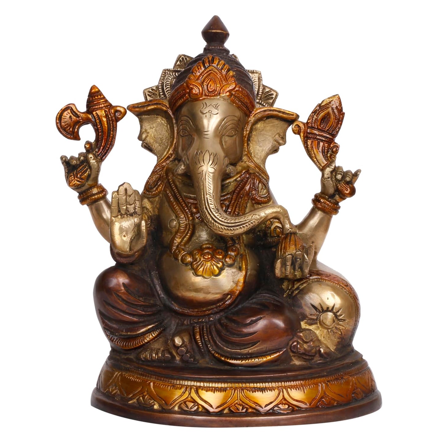 Brass Ganesha Idol for Home Decoration Ganpati Statue Murti for Gift Height 9 Iinch.