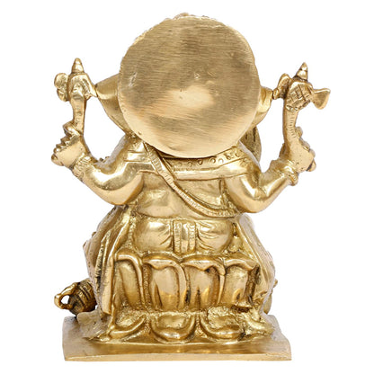 Brass Ganesh Bhagwan Idol Ganesha Statue Ganpati Murti for Home Entrance Decor Diwali Gift Height 6.25 Inch