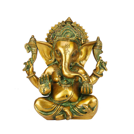 Brass Ganesha Murti Mangalkari Ganesh Idol Statue Figurine for Puja Decor Gift 8 Inch 3 Kg