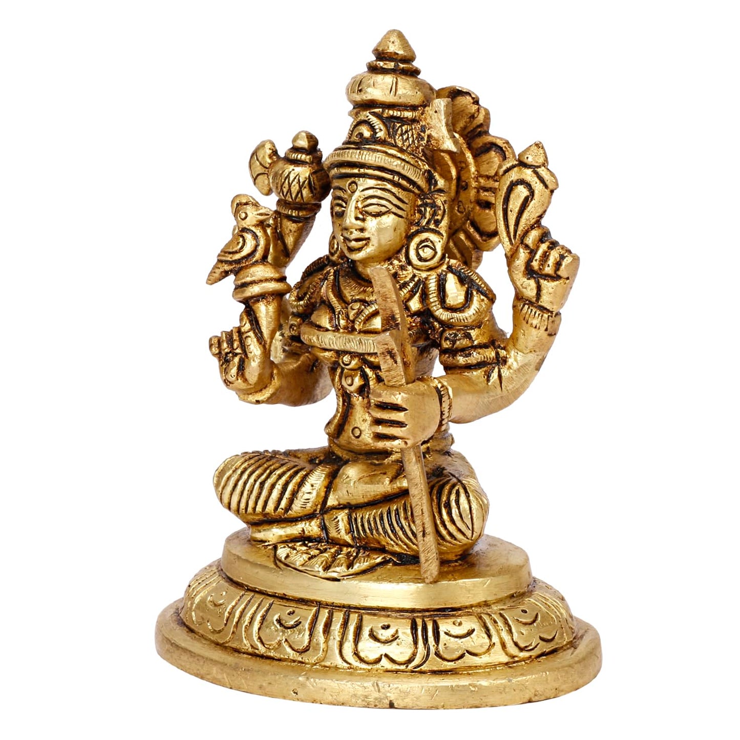 Brass Kamakshi Amman Idol Kamatchi Statue Kanchi Kamakshi Murti Kamatchi Kamakshi Gold Color Height 10 cm 1 Piece