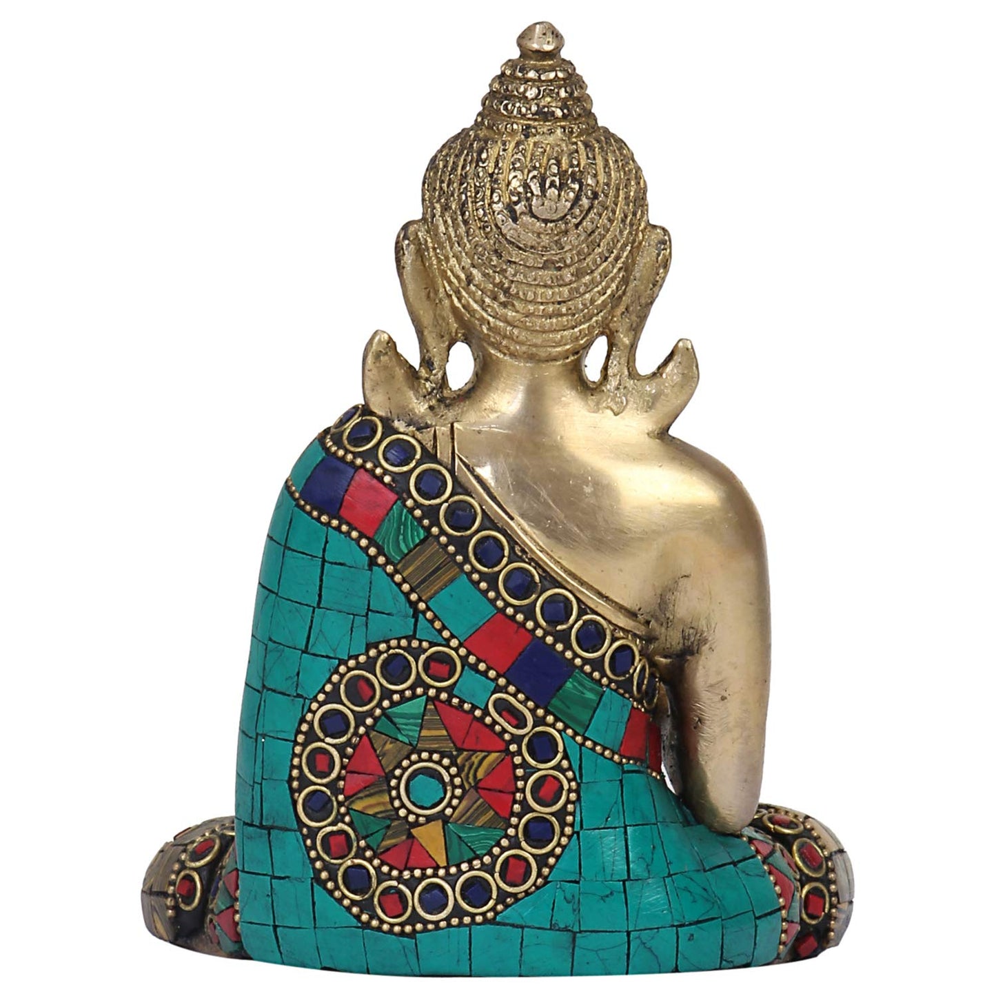 Brass Buddha Vitarka Mudra Idol Statue Tibetan Buddhist Decor Showpiece Height 6 Inch Multicolor