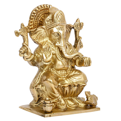 Brass Ganesh Bhagwan Idol Ganesha Statue Ganpati Murti for Home Entrance Decor Diwali Gift Height 6.25 Inch