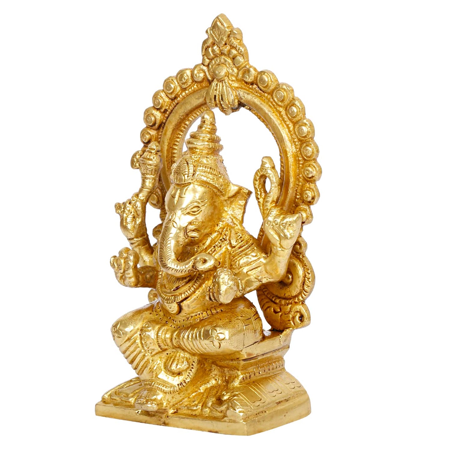 Brass Sitting Ganesha Idol Ganesha Statue Ganpati Murti for Home Entrance Decor Height 6 Inch.