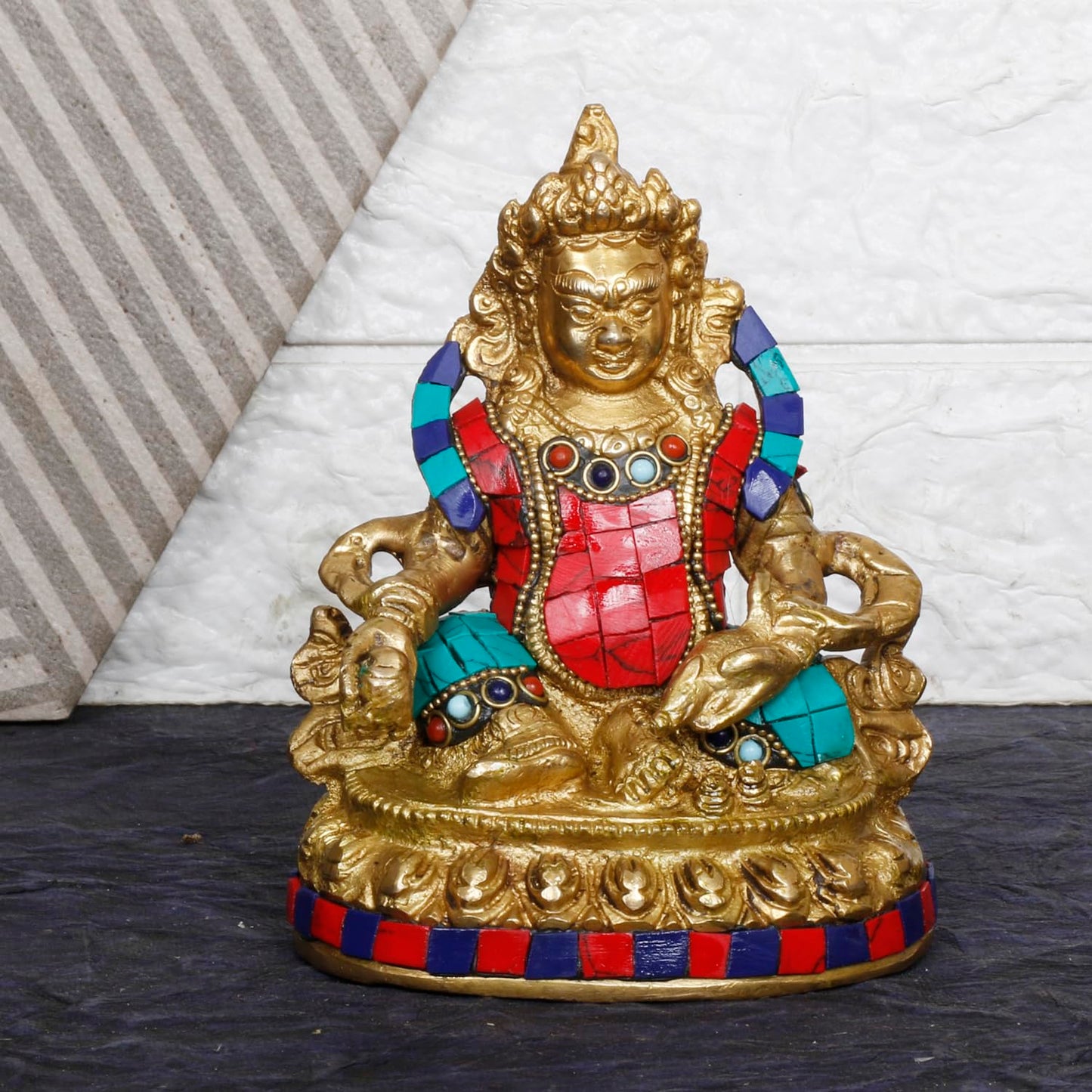 Brass Kuber Maharaj Murti Lord of Wealth Kubera Statue Idol for Tijori Locker Money Safe Maha Dosh Nivaran Prosperity