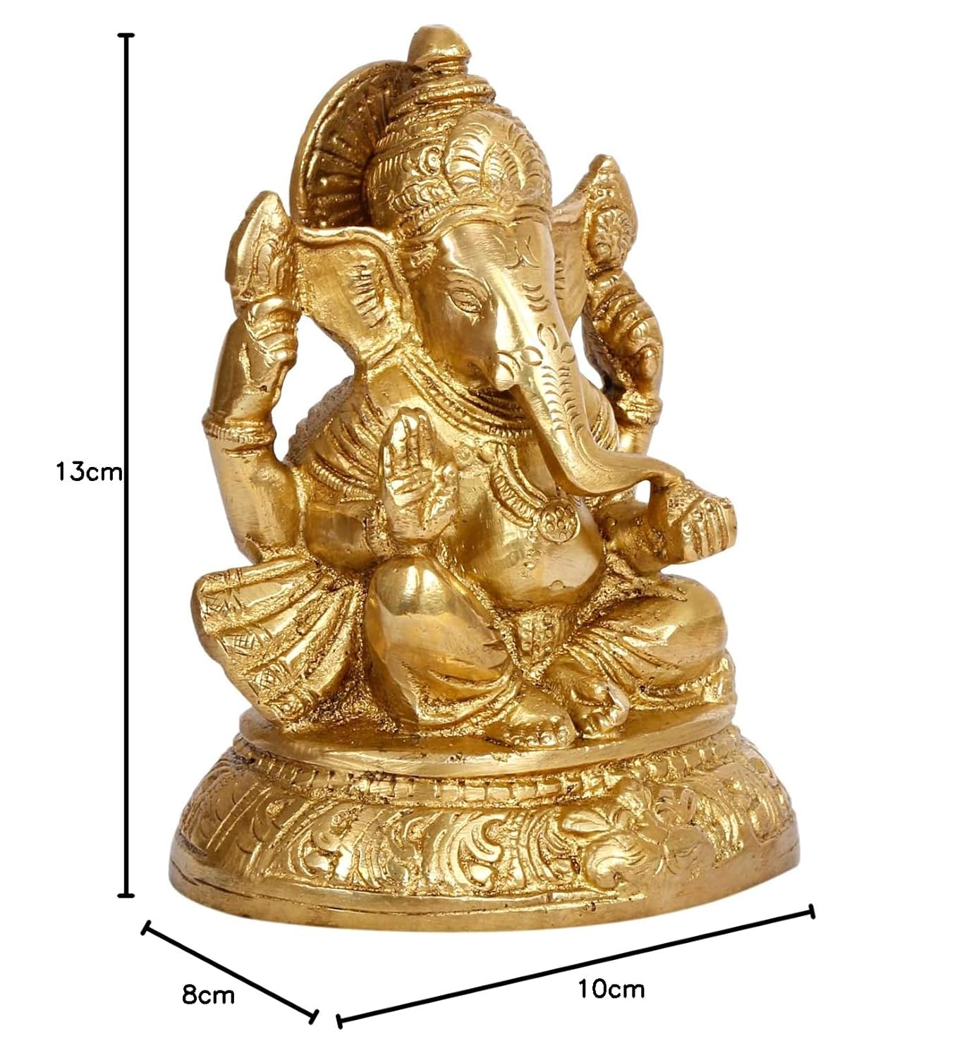 Brass Ganesh Ganesha Idol Good Luck God Statue Religious Pooja Temple Decorative Sculptures Height 5 Inch