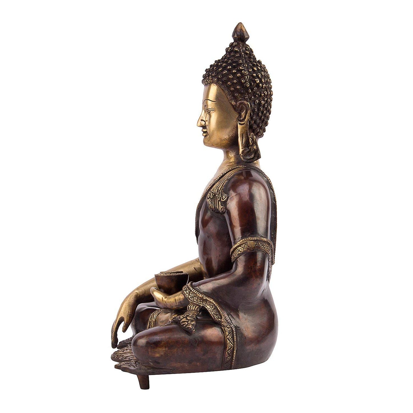 Brass Buddha Idol in Bhumisparsha Mudra Statue Tibetan Buddhist Décor Height 16 Inch Weight 9.5 Kg Color Bronze