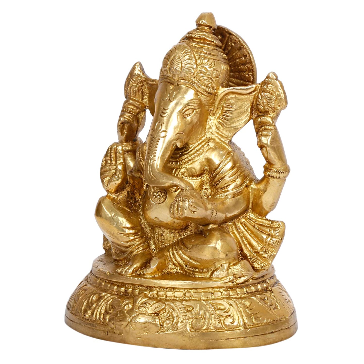 Brass Ganesh Ganesha Idol Good Luck God Statue Religious Pooja Temple Decorative Sculptures Height 5 Inch