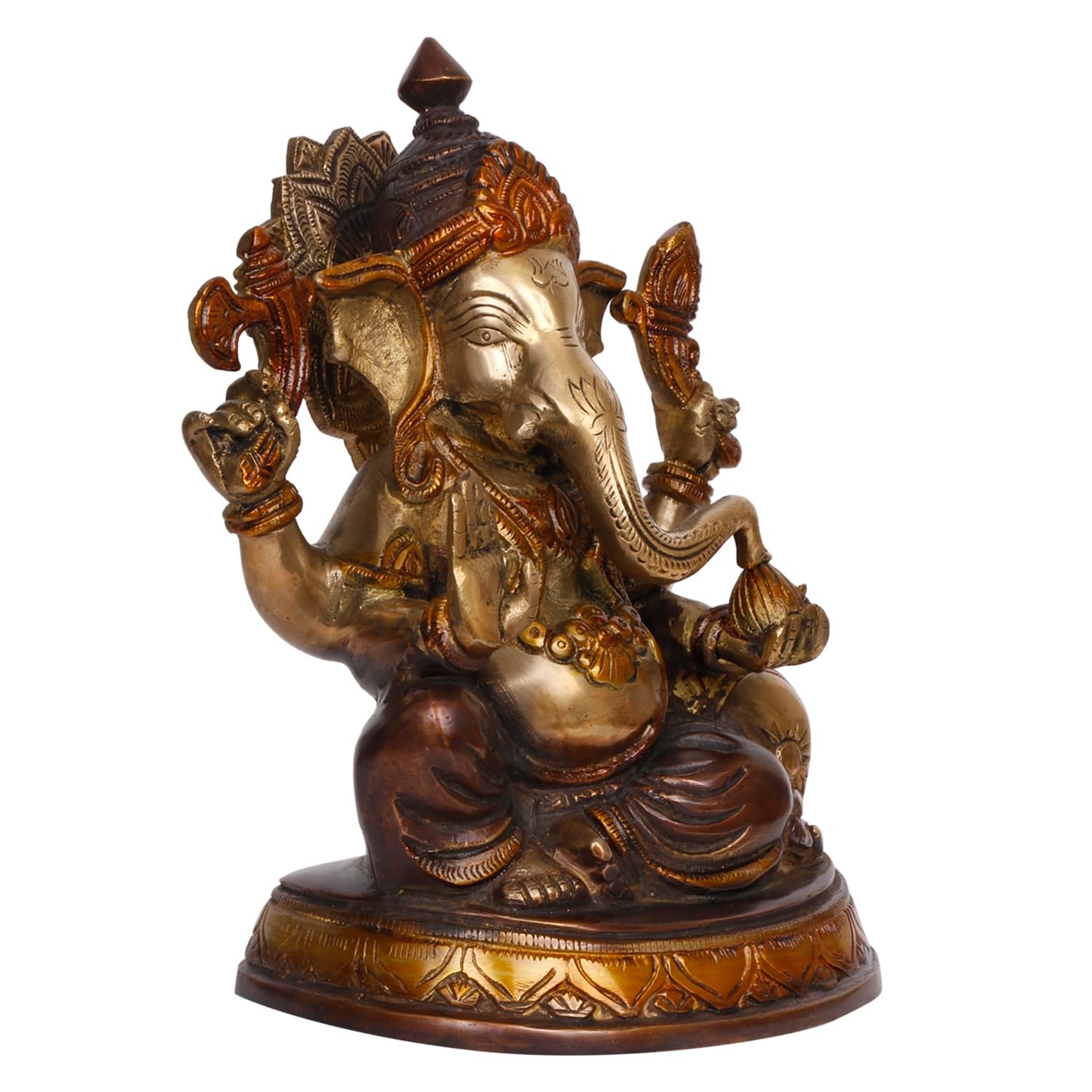 Brass Ganesha Idol for Home Decoration Ganpati Statue Murti for Gift Height 9 Iinch.