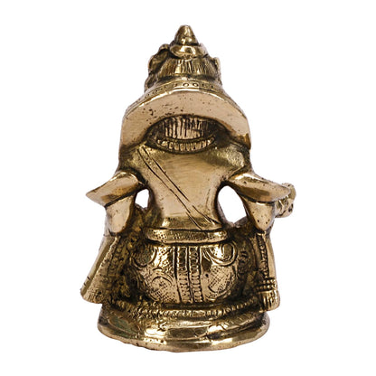 Brass Kuber Sitting Statue Yantra Vastu Remedy Shri Kubera Idol for Good Luck Money Gold Color (8x6x11 cm)