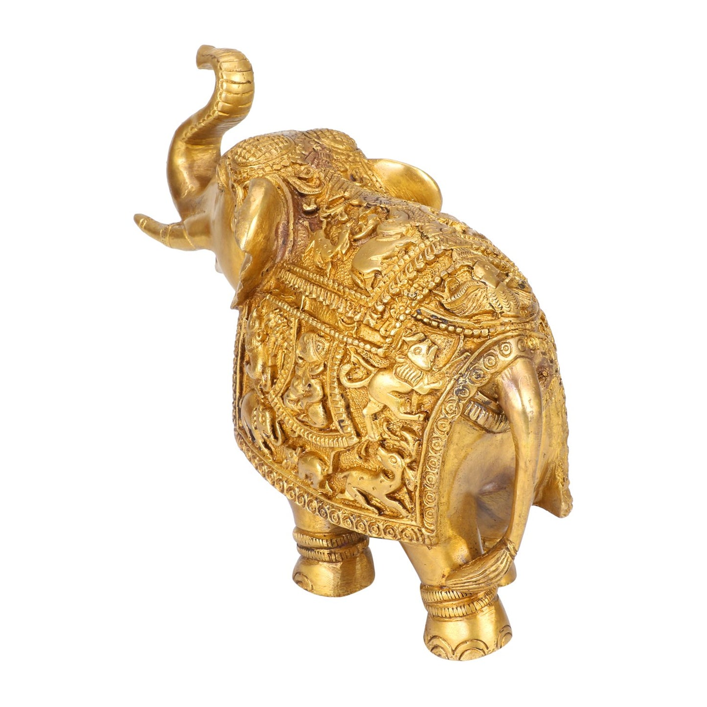 Brass Ganesha Carving Trunk Up Elephant Showpiece Figurine Fengshui Vastu Lucky Decorative Items for Home Decor