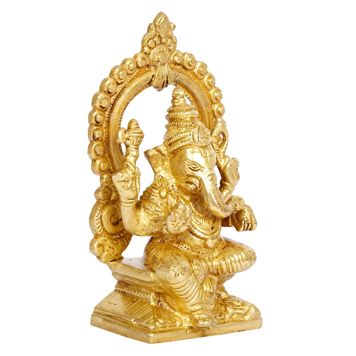 Brass Sitting Ganesha Idol Ganesha Statue Ganpati Murti for Home Entrance Decor Height 6 Inch.