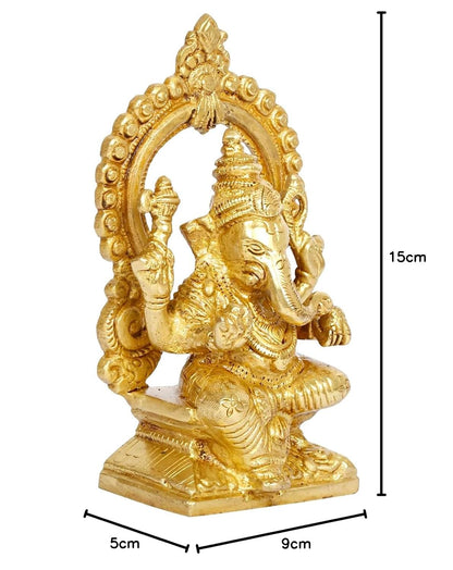 Brass Sitting Ganesha Idol Ganesha Statue Ganpati Murti for Home Entrance Decor Height 6 Inch.