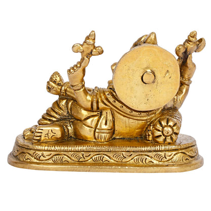 Brass Ganesha Resting Blessing Ganesh Idol Showpiece Statue Good Luck & Success.