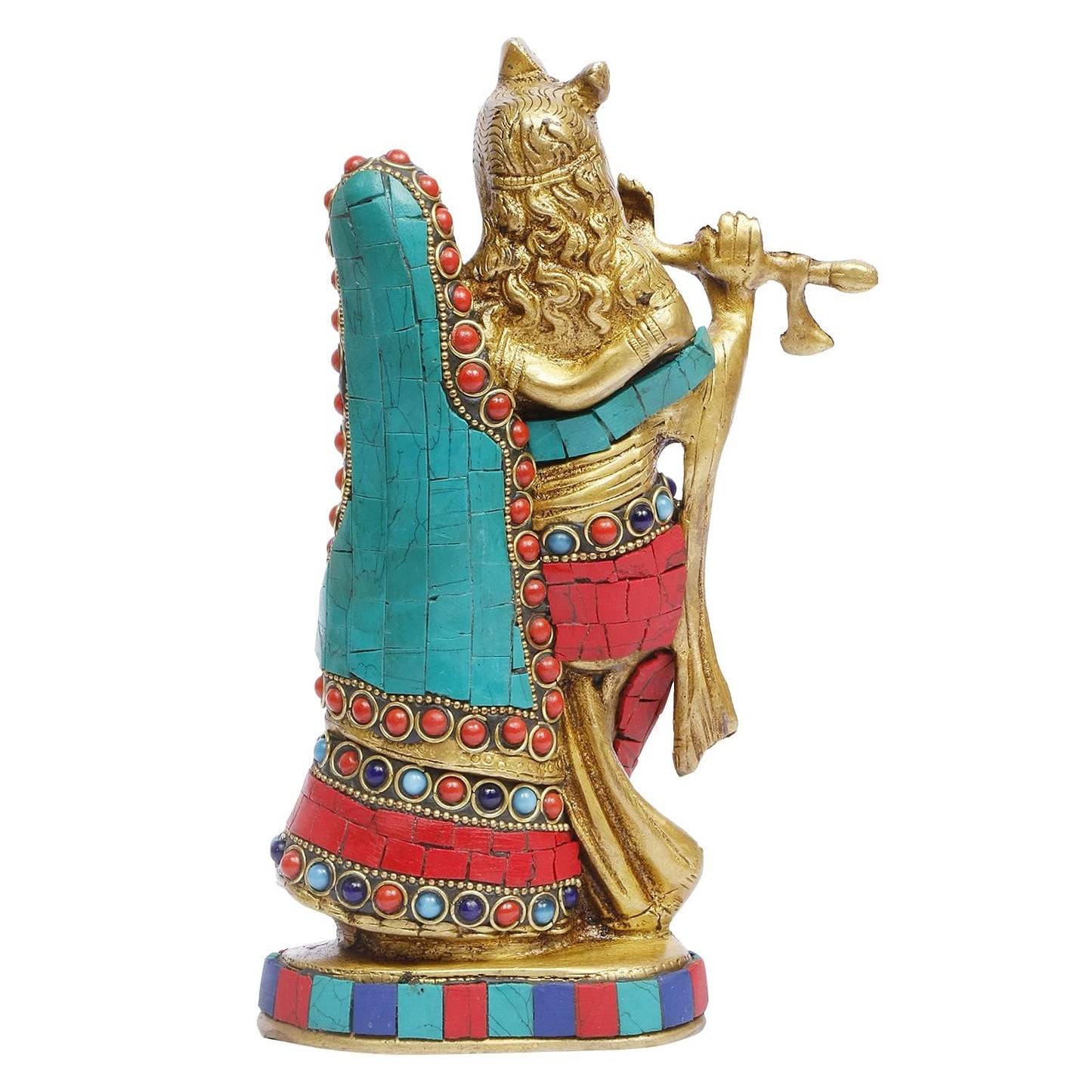 Brass Radha Krishna Idol Statue Playing Flute for Puja Mandir Radha Krishan Murti Sculpture Gift & Home Decor