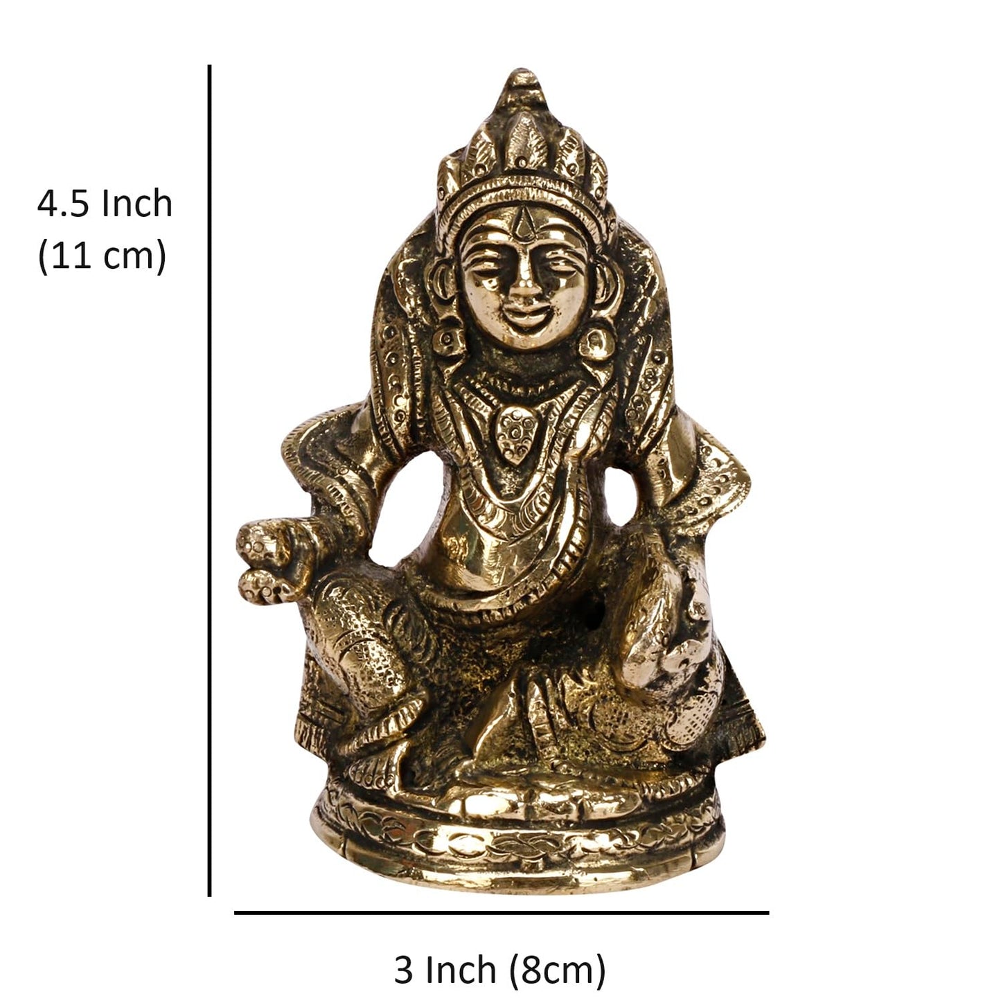 Brass Kuber Sitting Statue Yantra Vastu Remedy Shri Kubera Idol for Good Luck Money Gold Color (8x6x11 cm)