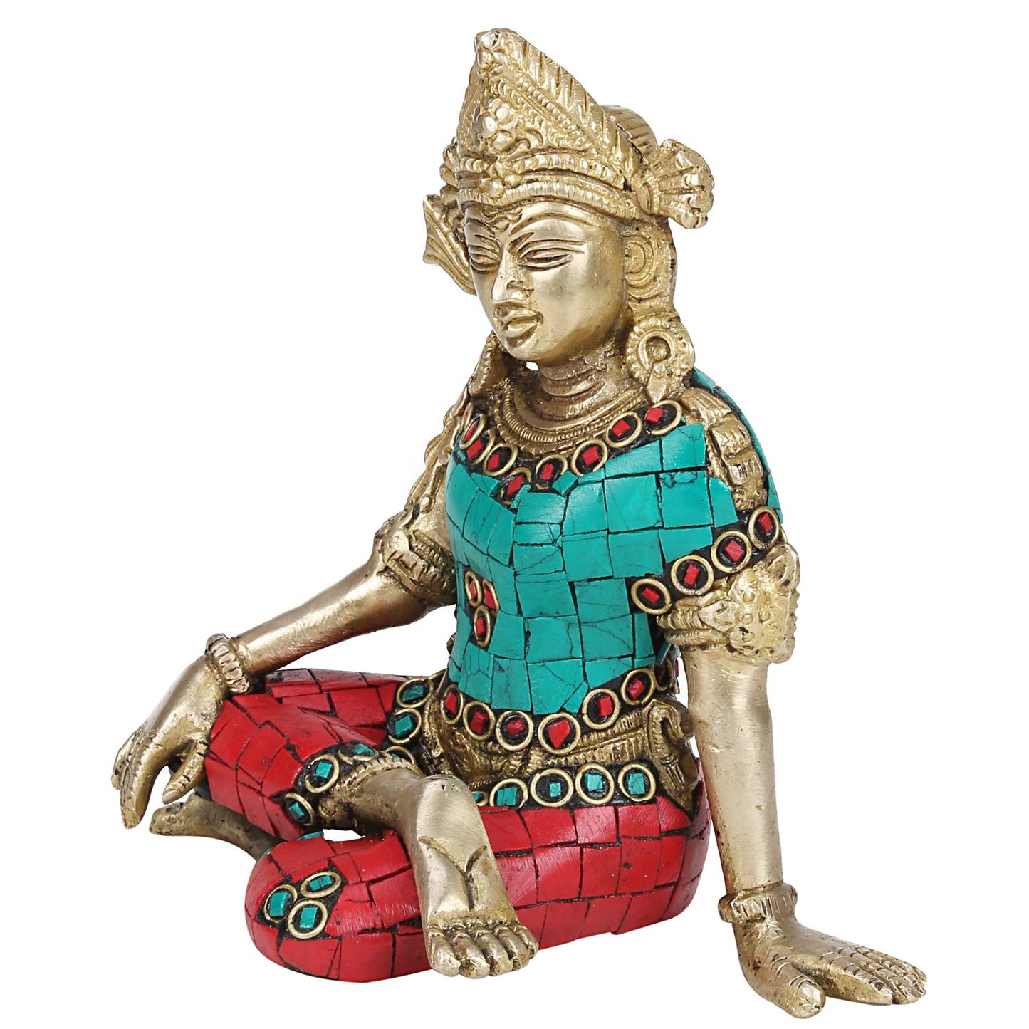 Brass Lord Indra Dev Statue Inder Dev Vastu Idol Figurine Handicraft Religious Showpiece 6 Inch Multicolor