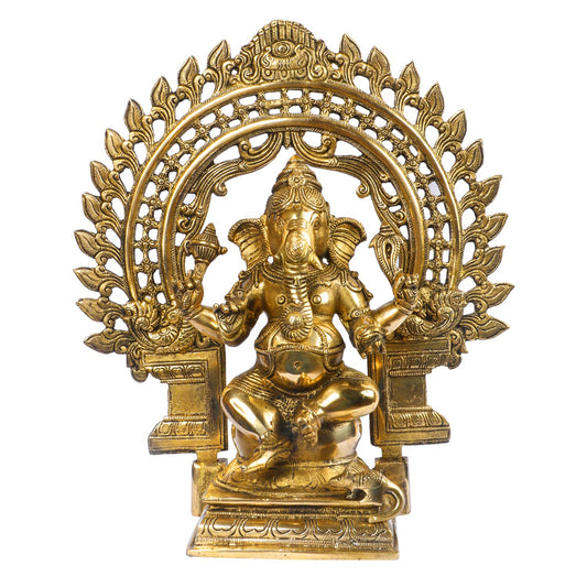 Brass Ganesha Idol for Home Decoration Ganpati Statue Murti for Gift Height 11.5 Inch Weight 5.2 Kg Color Gold