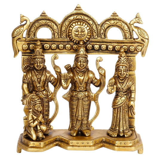 Brass Lord Rama Family Ram Darbar Ram, Sita, Laxman, Hanuman for Home Office Pooja Decor Gift Gold Color 2 Kg