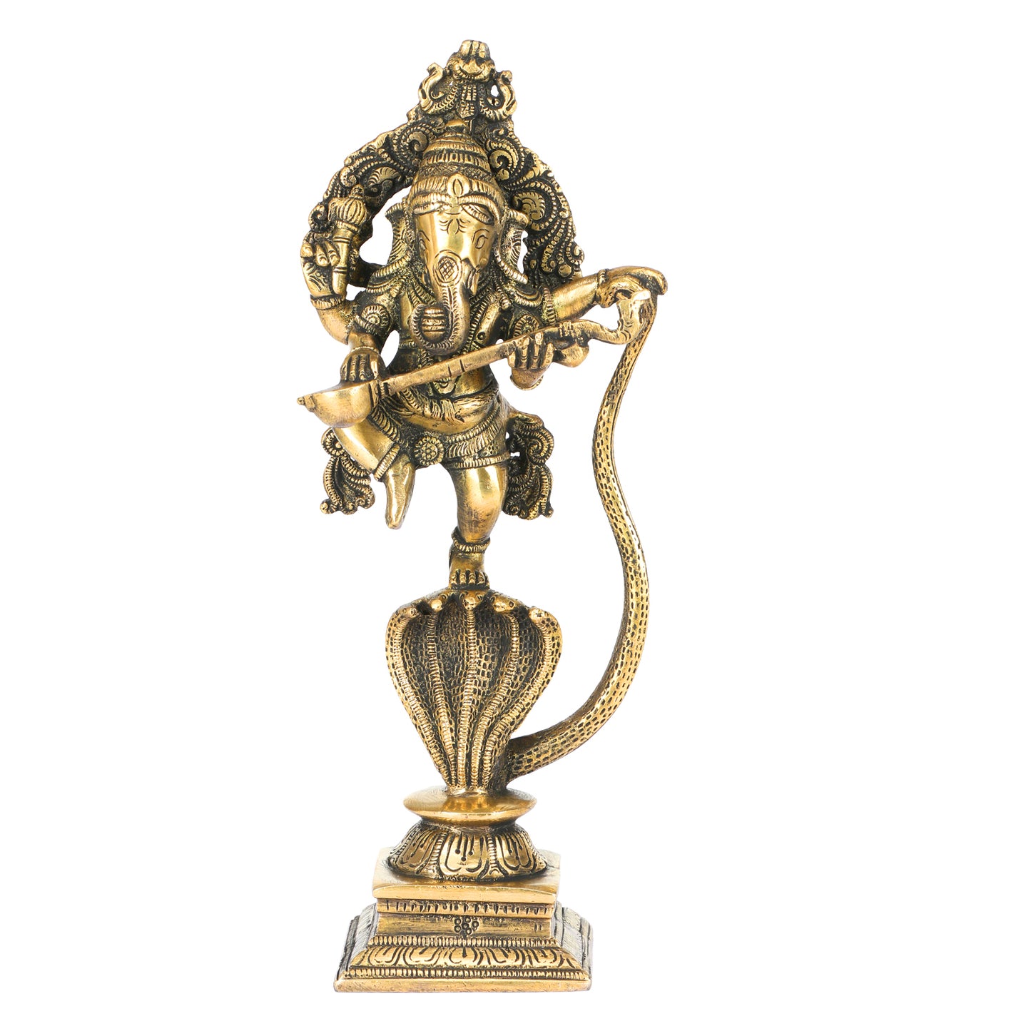 Brass Dancing Ganesha Idol In Gold Color Height 10 Inch Weight 1.4 Kg