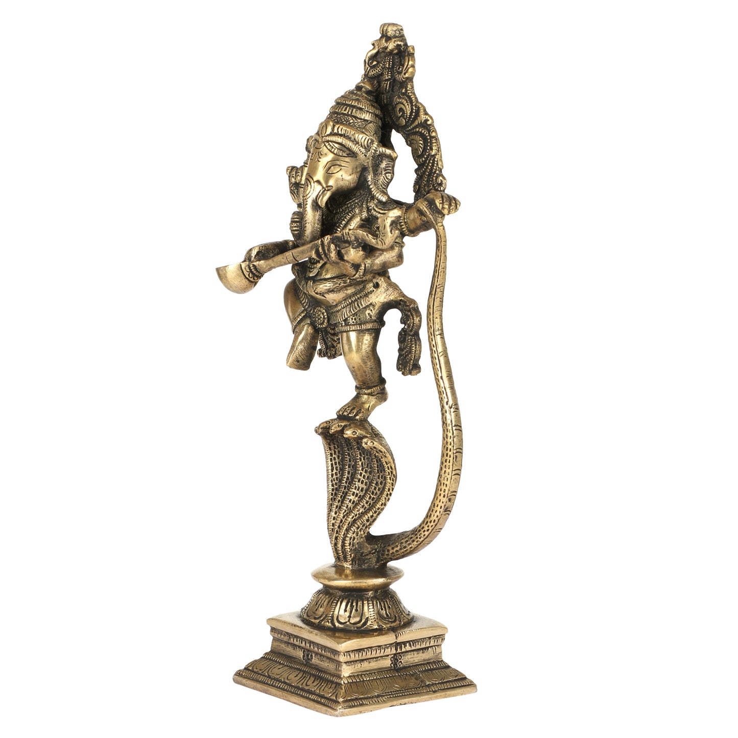 Brass Dancing Ganesha Idol In Gold Color Height 10 Inch Weight 1.4 Kg