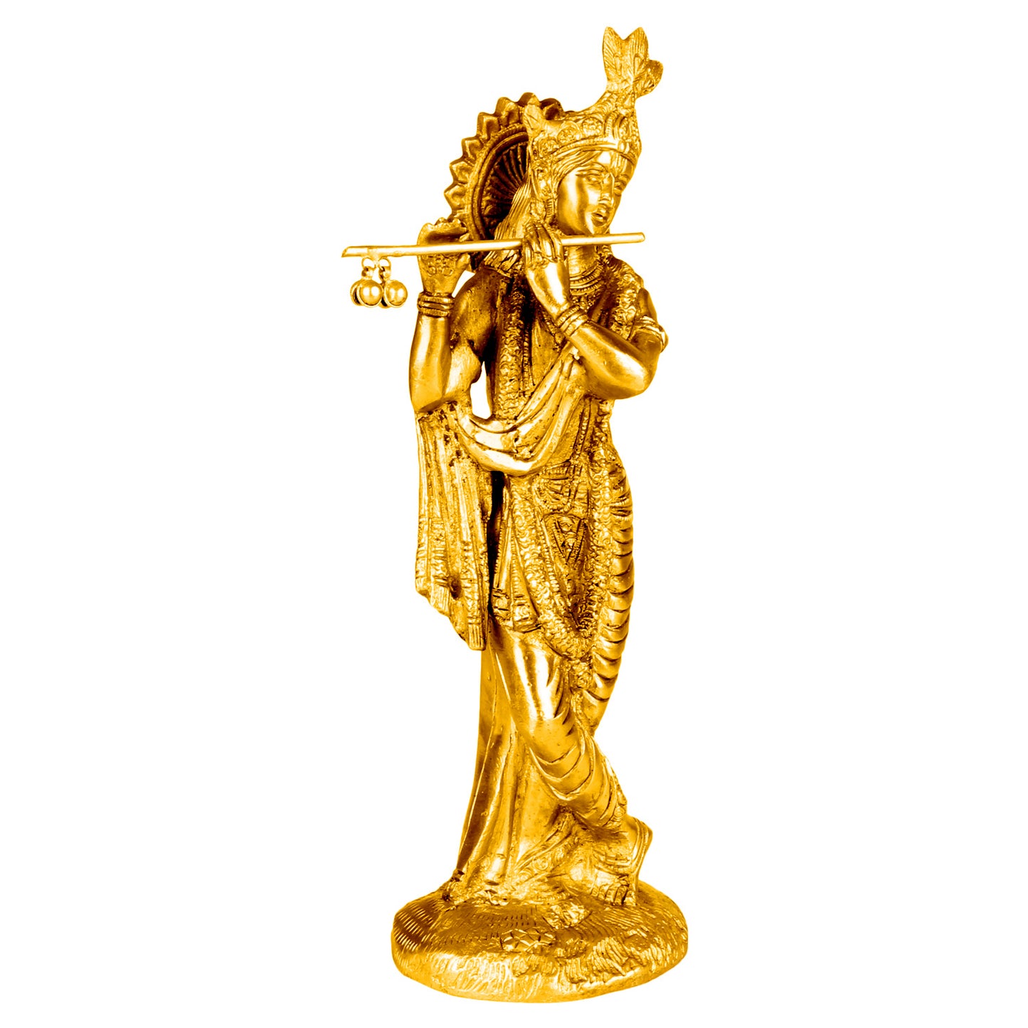 Brass Krishna Murti in Gold Color Heigh 10 Inch