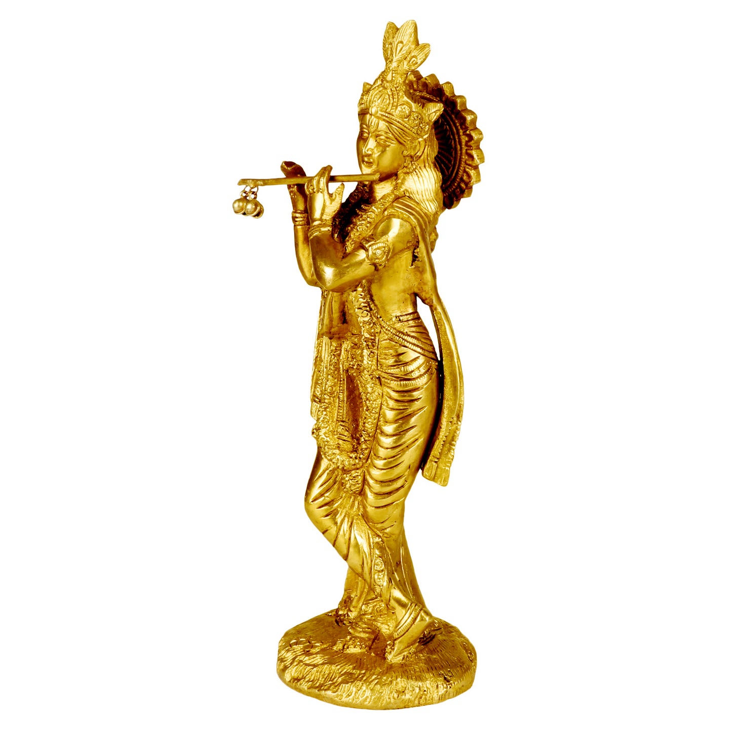 Brass Krishna Murti in Gold Color Heigh 10 Inch