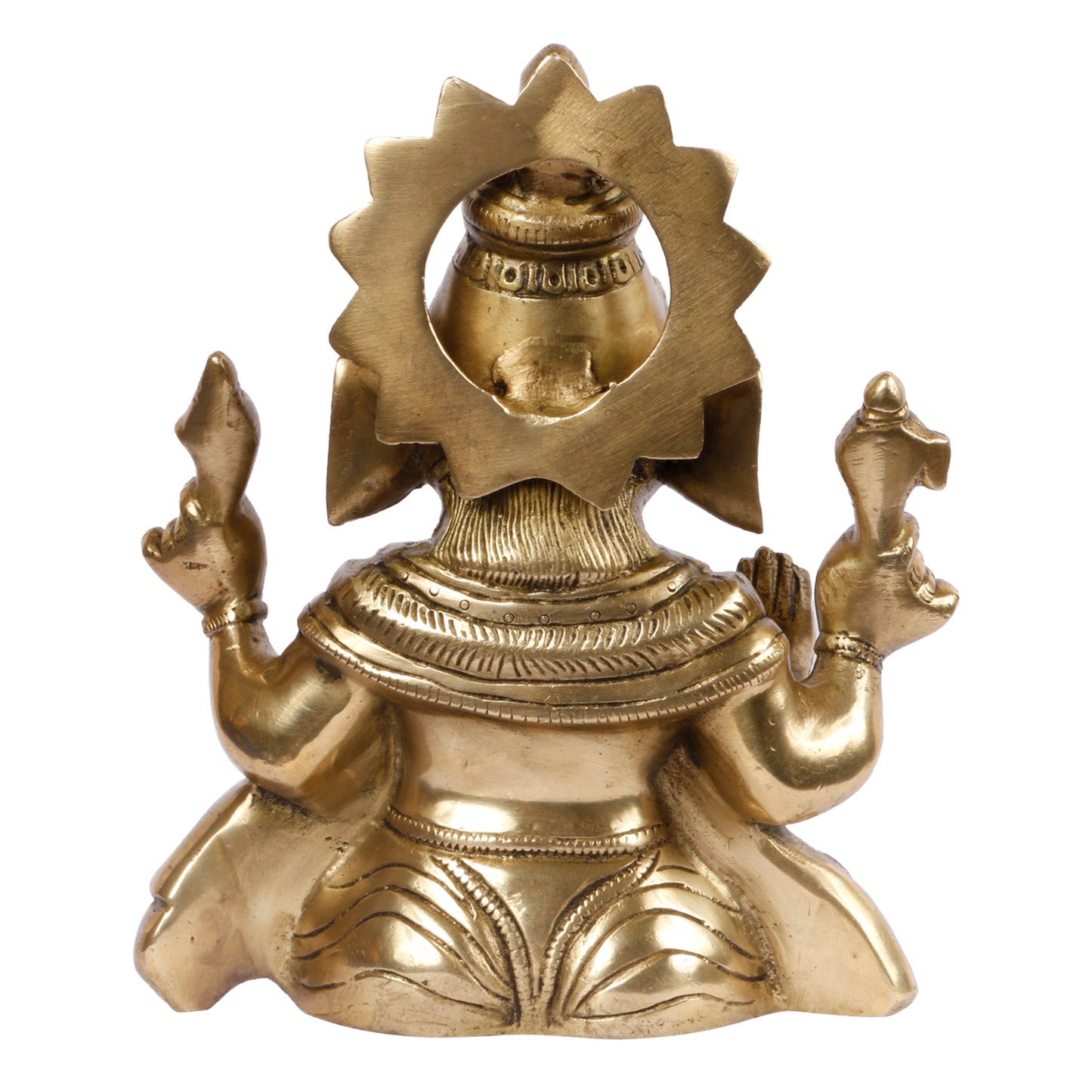 Brass Sitting Ganesha Idol In Gold Color Height 7.5 Inch Weight 1.6 Kg