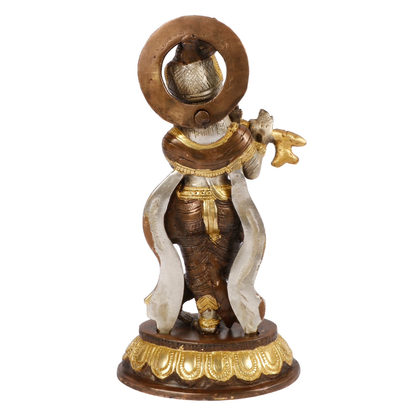 Brass Krishna Murti in Brown Color Height 8.5 Inch