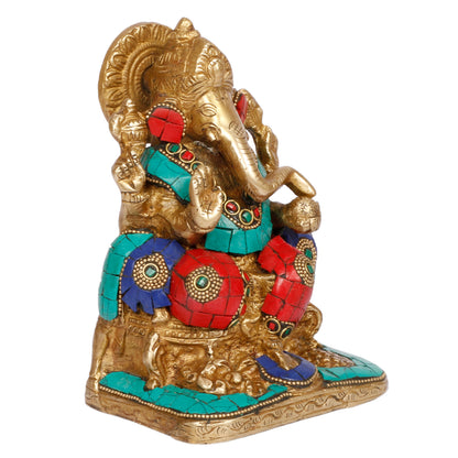 Brass Ganesh Bhagwan Idol Ganesha Statue Ganpati Murti for Home Entrance Decor Diwali Puja Gift Height 6.5 Inch