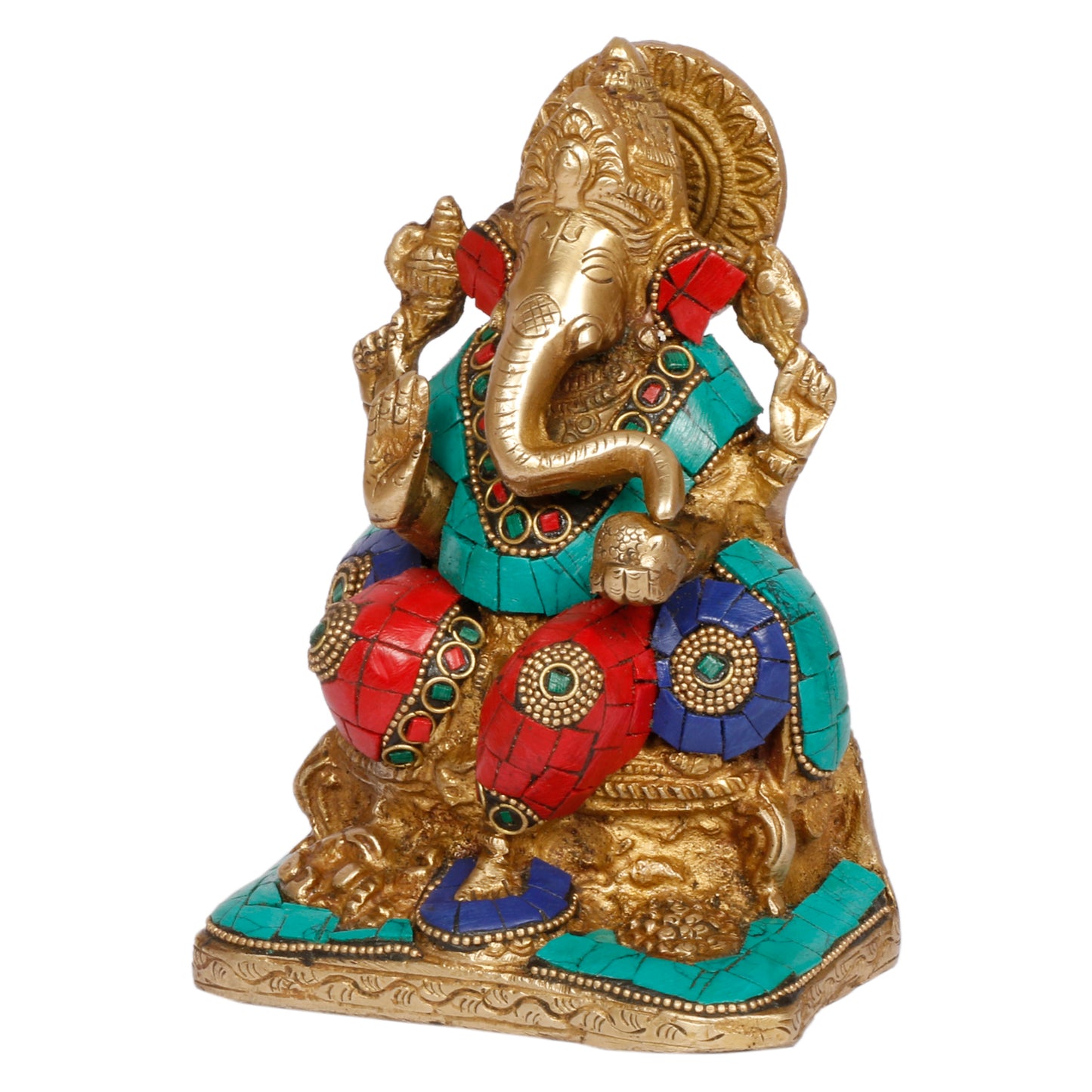 Brass Ganesh Bhagwan Idol Ganesha Statue Ganpati Murti for Home Entrance Decor Diwali Puja Gift Height 6.5 Inch